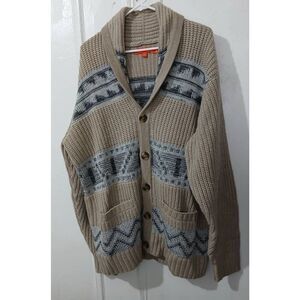 Jack threads mens xl shawl collar SOFT WOOL cardigan sweater tan beige